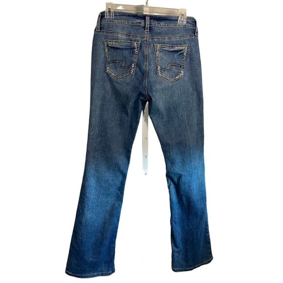 Silver Jeans Womens 28x33 Suki Bootcut Embroidered Mid Rise Stretch Dark‎ Wash - Picture 8 of 14